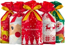 50 PCS Christmas Candy Bag Christmas Treat Bags Candy Goodies Plastic Drawstring