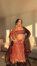 Attractive Look Krishma Silk Red Lehenga Choli With Dupatta For Engagement Wear
