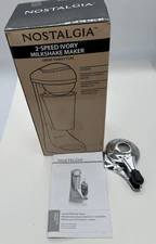 Nostalgia Retro Electronic 2 Speed Milkshake Maker 16oz Stainless Steel CupWhite