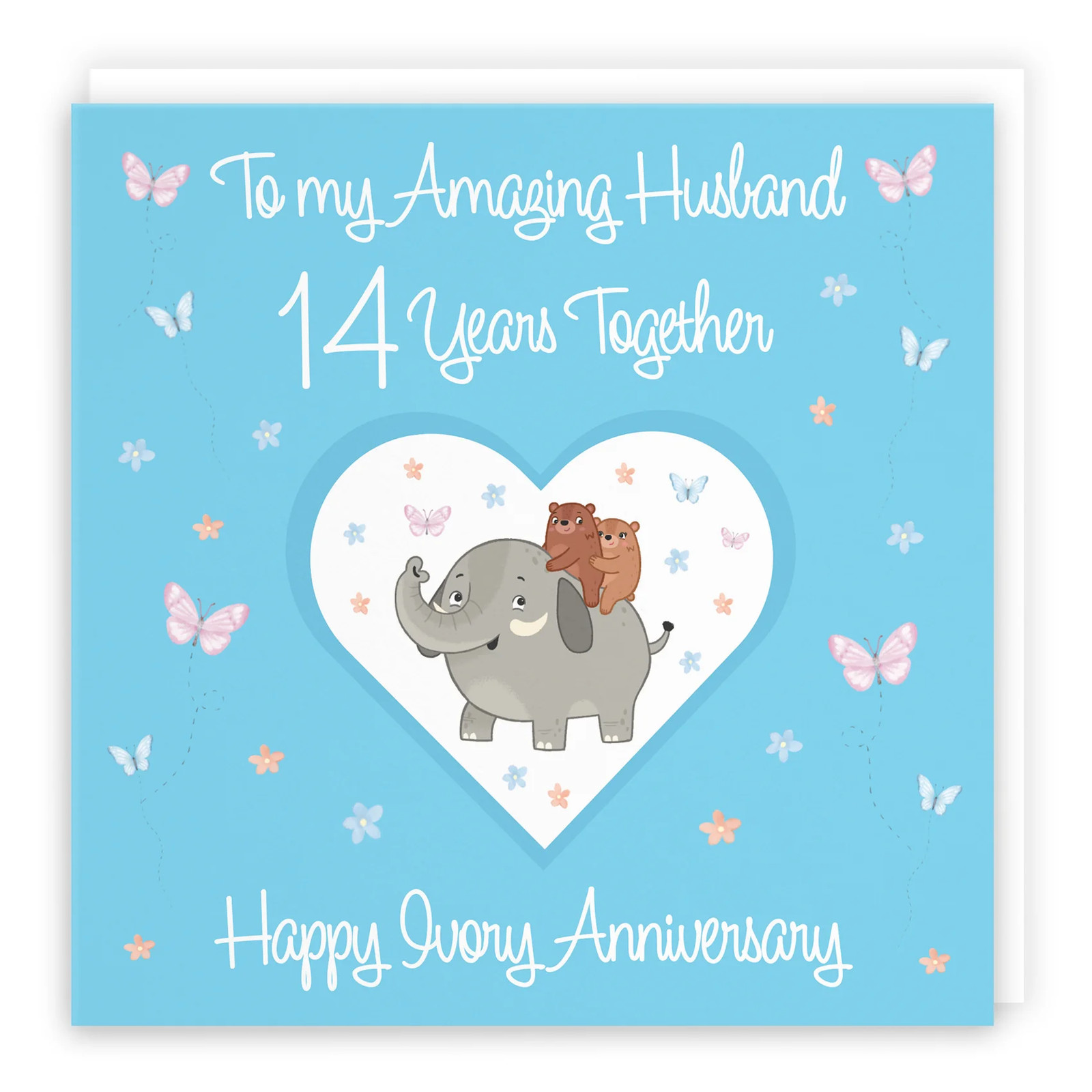 14th Husband Anniversary Card Ivory Romantic Meadows