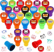 24 Pcs Animal Stamps for Kids Zoo Animal Self Inking Stamps Mini Farm Crafts Sta