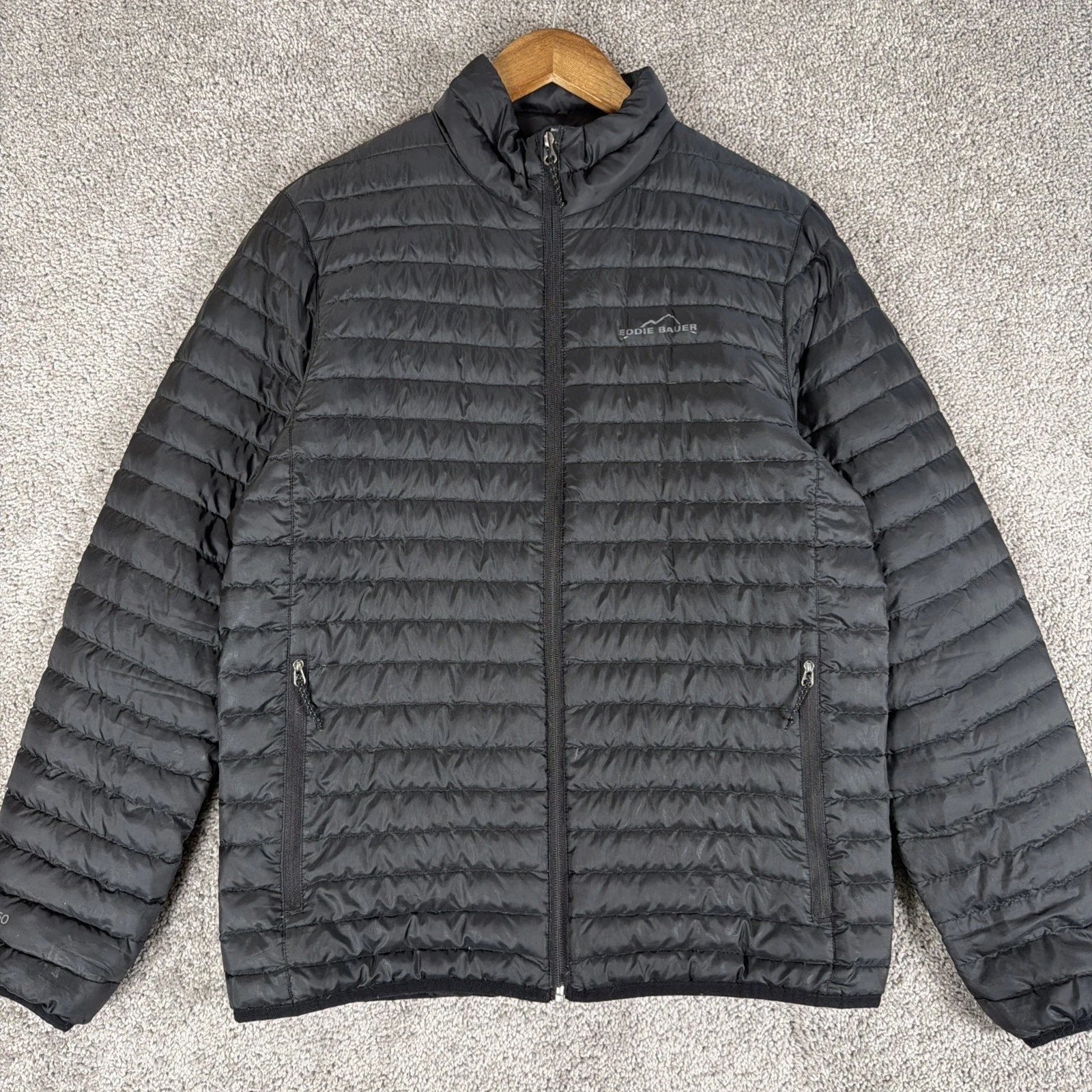 Eddie Bauer Down Jacket Mens S Blank Full Zip EB650 Goose Down Puffer Preppy