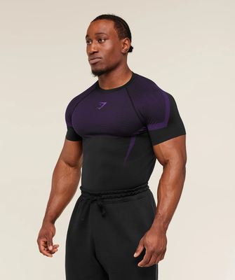 Gymshark Onyx 5.0 Seamless T-Shirt Black/Athletic Purple XL Extra