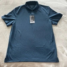 Men’s Geoffrey Beene Slim Fit Blue 1/4 Button Up Shirt Medium Short Sleeve