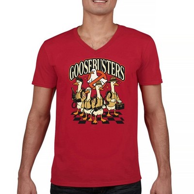 Goosebusters Men's V-Neck T-shirt Halloween Trick or Treat Bag Jack o Lantern