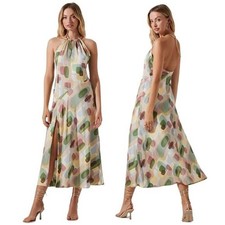 WB9 ASTR The Label Kazia Satin Halter Chain Maxi Dress Party Cocktail Evening M