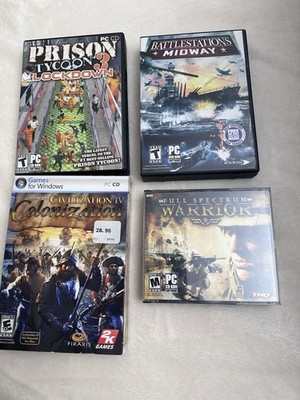 PC CD-ROM Video Games Warrior, Prision, Battlestation, Civilization Windows