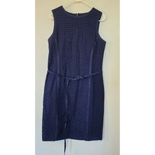 Talbots Shift Dress Womens 10 P Blue Sleeveless Eyelet