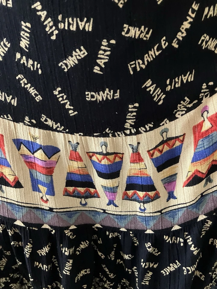 Carole Little Vintage Sz 10 100% Rayon Paris Novelty Maxi Skirt Made In The USA - Image 2 of 4