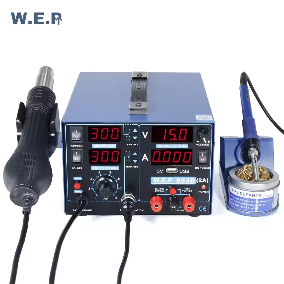 WEP  853D 3-in-1 Rework Station 15V 2A USB DC Power Supply  Soldering Station - image 2 of 4