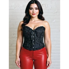 Black Tie Up Corset Top Plus Size 2XL 3XL Whimsigoth Witchy Going Out Clubwear 