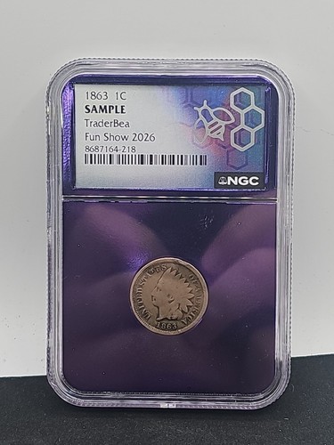 1863 Indian Head Copper Cent 1C Trader Bea purple core 2026 Fun Show Sample - Picture 1 of 2