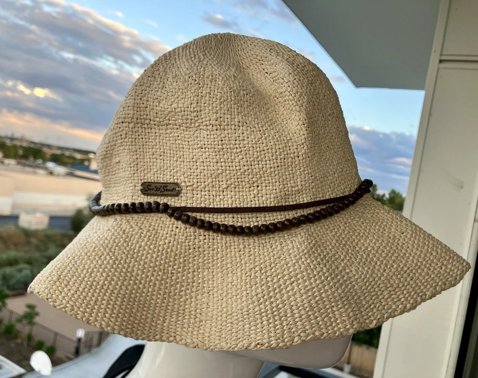 Sun 'n' Sand Mujer Rafia Plegable Verano Playa Sol Sombrero - Cubo Floppy Foto 4 de 4