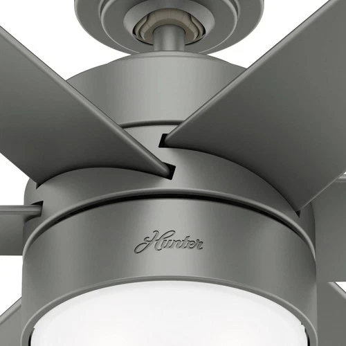 60" Hunter Solaria Silver LED Damp Rated Ceiling Fan with Wall Control - Picture 9 of 10
