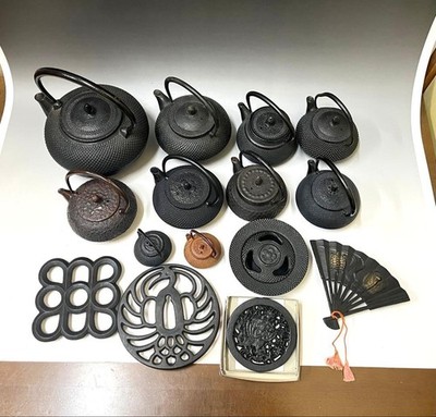 Nambu Ironware M150 Mini Sakura Teapot Set Japanese Iron Kettle Collectible
