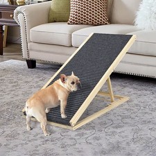 80lb Natural Wood Dog Ramp for Bed, Pet Ramp for Small Dogs, Car Ramps, 16" Wide