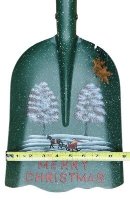 Christmas Shovel Hand Painted By Artist Judy Johnson Snow Scene