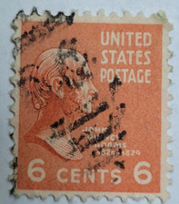 United States Postage Stamp ~ John Quincy Adams ~ 6₵ Red ~ Posted ~ c.1938 - 41