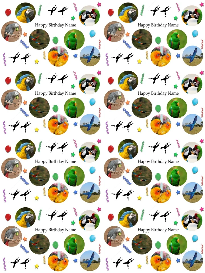 TRULY PERSONALISED Parrots Personalised Birthday Gift Wrapping Paper 3 Designs ADD NAME