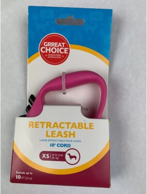 Grreat Choice Retractable Leash Cord 10 ft XS Dogs up to 18 lbs Pink