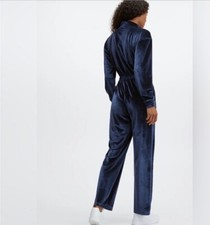 Fabletics Velour Zip-Up Wide Leg Jumpsuit. E