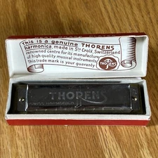 Vintage Thorens Harmonica 60 Key C 10 Hole Swiss With Original Box Nice