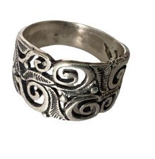 Sterling Silver Open Work Scrolled Swirled Band Ring 1/2" Wide 925 Sz: 8