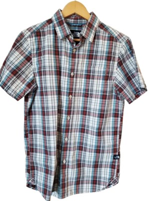 The North Face Red Blue Plaid Short Sleeve Collared Button-Up Men Size Small
