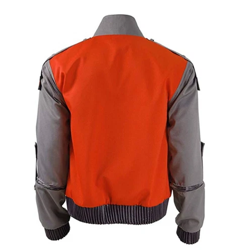 Back To The Future Marty McFly Jacket Cosplay Costume Red Orange Baseball Coat - Picture 5 of 10