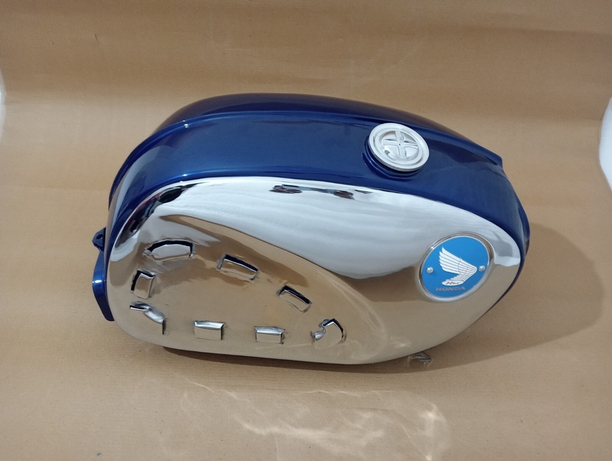 Honda CB77 305 SUPERHAWK 61-68 STEEL BLUE FUEL TANK +CHROME SIDE