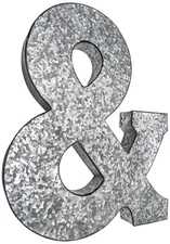 Huge 20" Metal Letter Hanging Wall Décor, Galvanized Metal with Rusted Edges