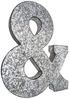 Huge 20'' Metal Letter Hanging Wall Décor, Galvanized Metal with Rusted Edges