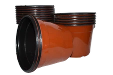 2 QUART - Set of 12 - Round Brown Plastic Pots  (6.5" x5")  flower Nursery