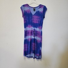 Northface Dress S Blue Purple Tie Dye Drop Waist Vneck Athletic Active Summer