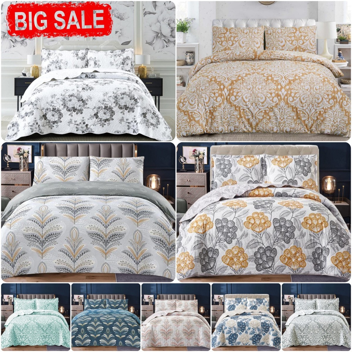 Juego de cama doble edredón estampado retazos acolchado de 3 piezas*