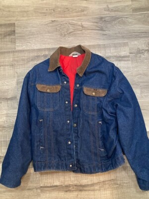 Key Imperial WESTERN/TRUCKER DENIM JEAN JACKET Quilted Red Liner 42  Reg