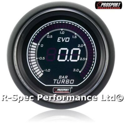 ORIGINAL Prosport 52mm Evo Ice White Display LCD Digital Turbo Boost Gauge BAR