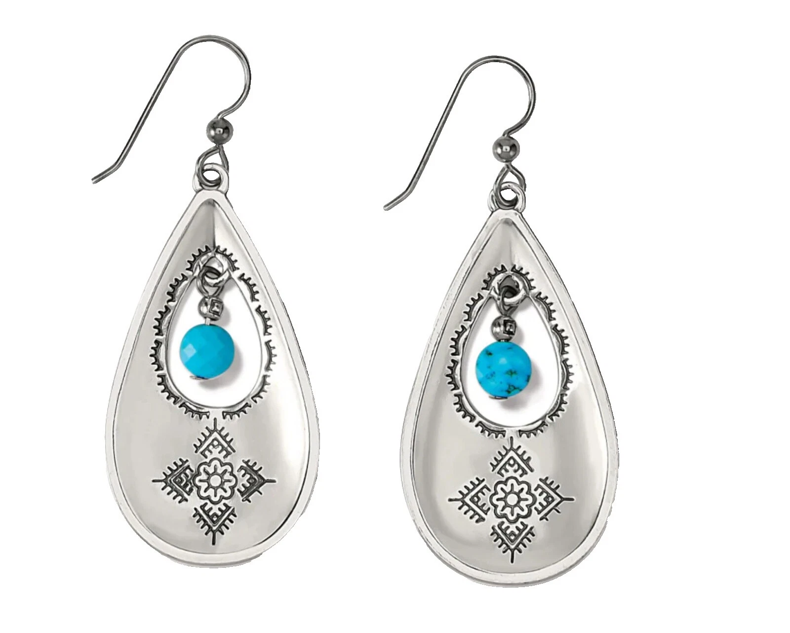 Turquesa Piedra de belleza Chapado en Plata Pendientes de Moda