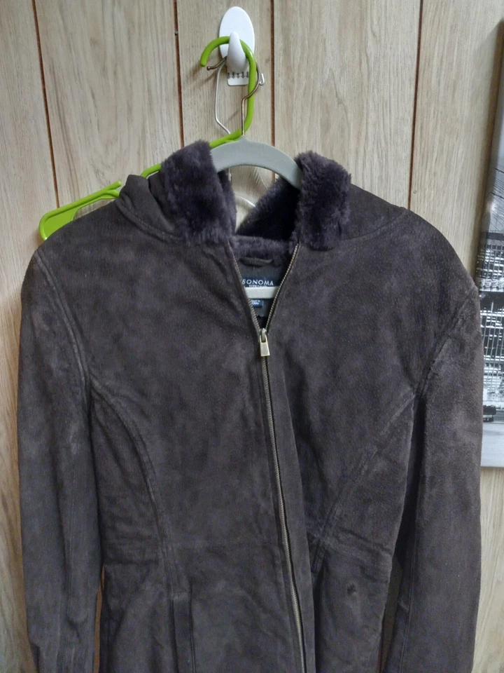 Abrigo de gamuza con capucha, Sonoma, marrón, talla mediana  Foto 2 de 4