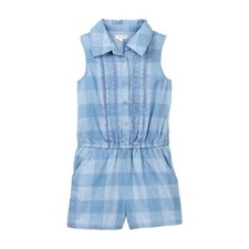 Splendid Girl's Sleeveless Blue Gingham Check Pattern Romper in size 12