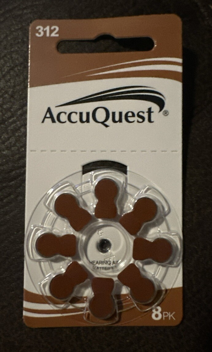 Accu Quest Hearing Aid Batteries 1.45V 312 AQ312-8 One packa
