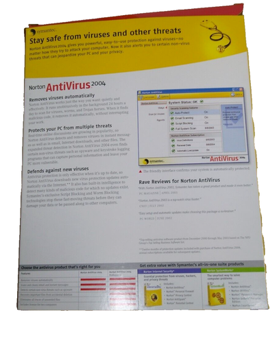 Symantec Norton Antivirus 2004 Windows XP Home XP Pro 2000 Pro ME 98 - Picture 2 of 3
