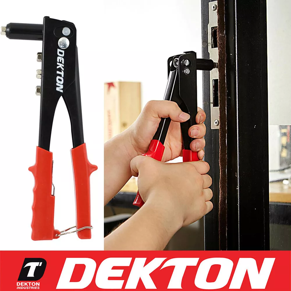 Dekton Heavy Duty Pop Rivet Gun Hand Riveter Tool + 60 Rivets 4 Size Rivets  inc