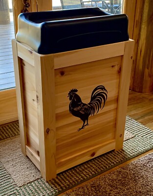 NEW RUSTIC ROOSTER TRASH CAN GARBAGE CAN 33 GAL KITCHEN CABIN DECOR
