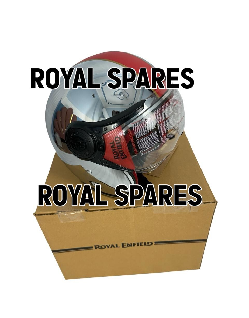 ROYAL ENFIELD CHROME RED OPEN FACE HELMET