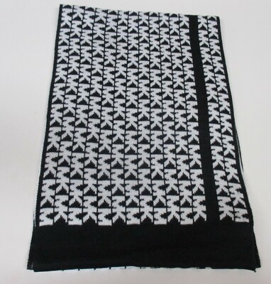Michael Kors MK Logo Black/Winter White Women's Scarf Reversible New with  Tags