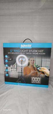 Bower 12'' LED Ring Studio Light Kit Tripod Selfie Social Media Live Streaming 