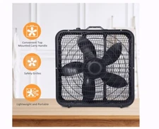 Simple Deluxe 20” Box Fan, 3-Speed Cooling Table Fan with Aerodynamic Blades