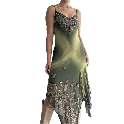 alberto makali gold dress Duster Rose Alberto Makali Beaded Draped Dress - M/8-10