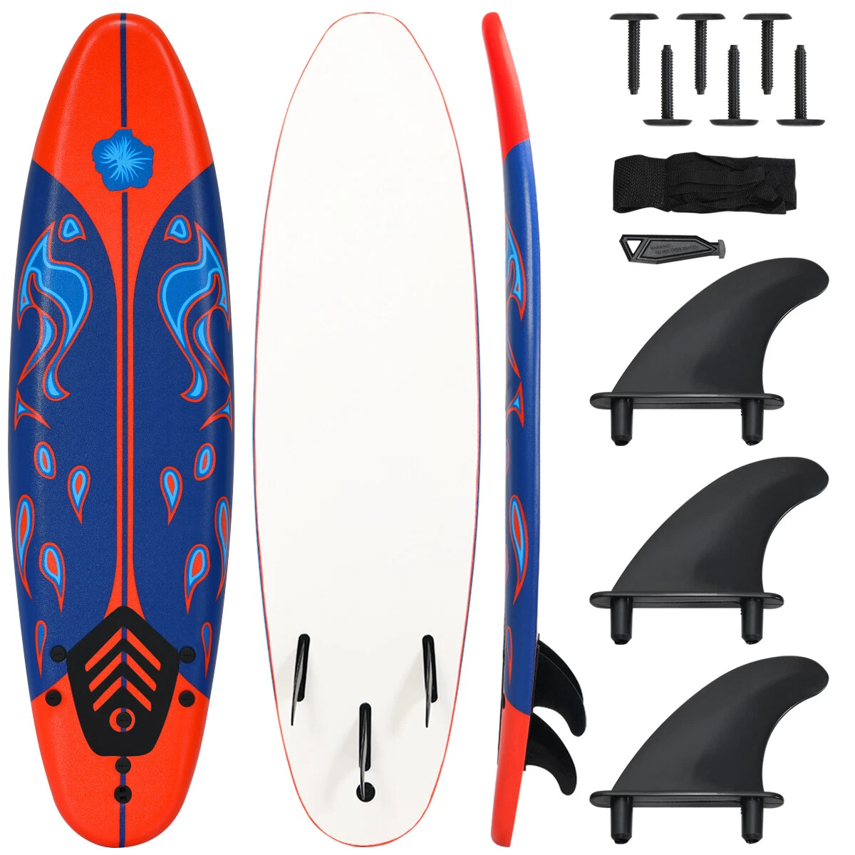 Topbuy 6 Surfboard Inflation Free Long Surfing Board W Safety